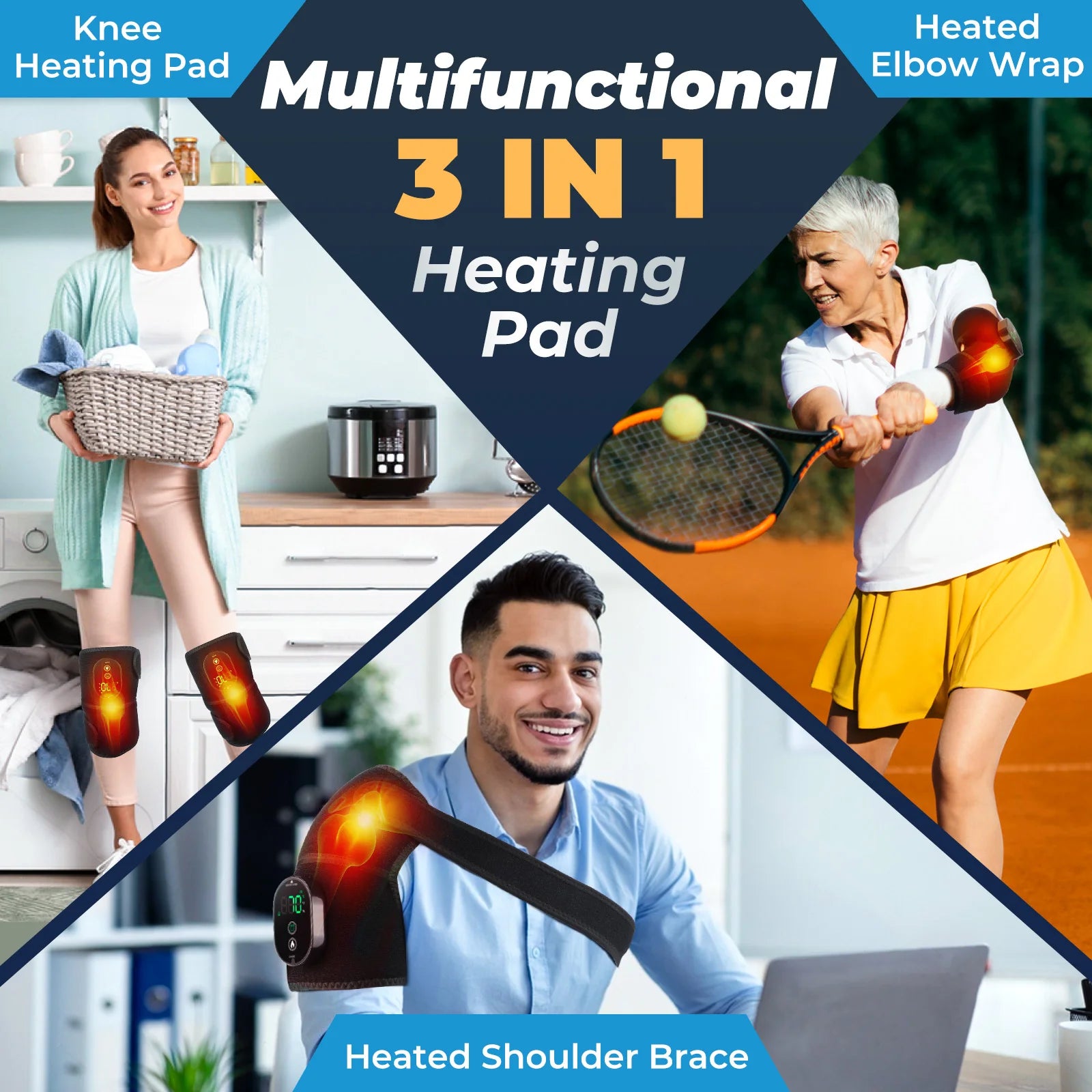 Wireless Heated Knee Massager Pad 6 Levels Hot Compress Joint Health Support