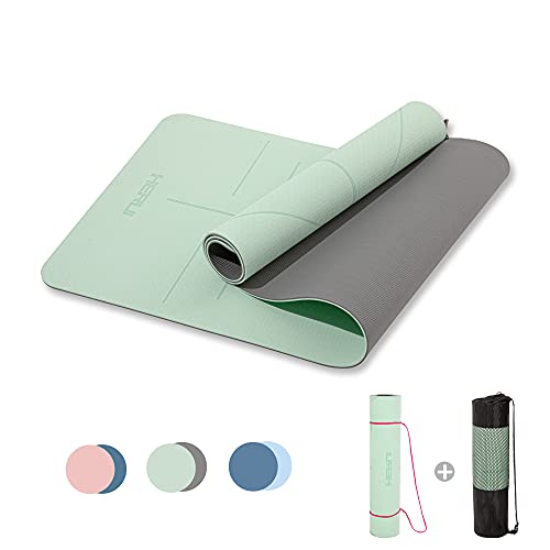 Herui Technology Alignment Lines Yoga Mat 72x24x0.24 Inch Pink