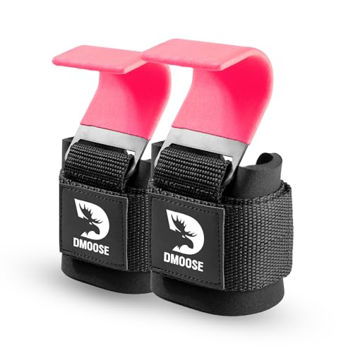 DMoose Fitness Weight Lifting Hooks with Thick Wrist Padding Black (Pair)
