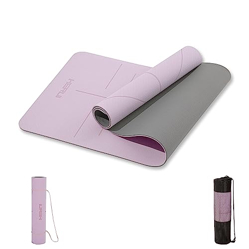 Herui Technology Alignment Lines Yoga Mat 72x24x0.24 Inch Pink