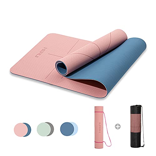 Herui Technology Alignment Lines Yoga Mat 72x24x0.24 Inch Pink