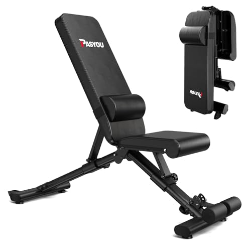 PASYOU Adjustable Weight Bench 500 Lbs Capacity Foldable Incline Decline