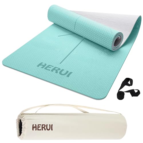 Herui Technology Alignment Lines Yoga Mat 72x24x0.24 Inch Pink