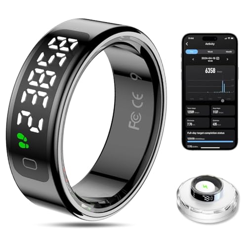 KeepClean Smart Health Ring Waterproof Fitness Tracker for Men Women Silver