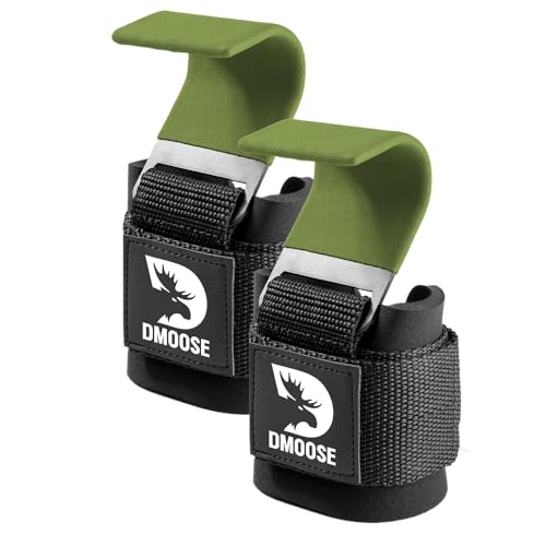 DMoose Fitness Weight Lifting Hooks with Thick Wrist Padding Black (Pair)