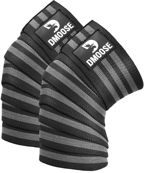 DMoose Fitness KW-003 USPA Approved 78" Knee Wraps for Weightlifting Black (Pair)