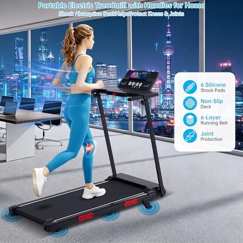 Portable Treadmill with Incline, 3.5HP Electric Small Treadmills for Home Small Spaces, 0.6-10MPH Walking Pad Treadmill with Handle Bar, 400LBS Mini Treadmills for Home Exercising|B0GS27V5CB