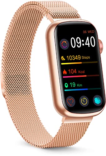FITVII Slim Fitness Tracker with Blood Oxygen, Blood Pressure, Heart Rate & Sleep Tracking, IP68 Waterproof, Silver