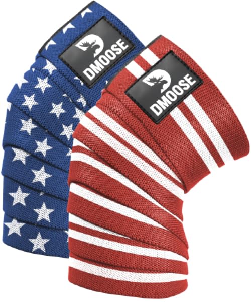 DMoose Fitness KW-003 USPA Approved 78" Knee Wraps for Weightlifting Black (Pair)