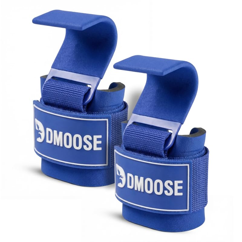 DMoose Fitness Weight Lifting Hooks with Thick Wrist Padding Black (Pair)