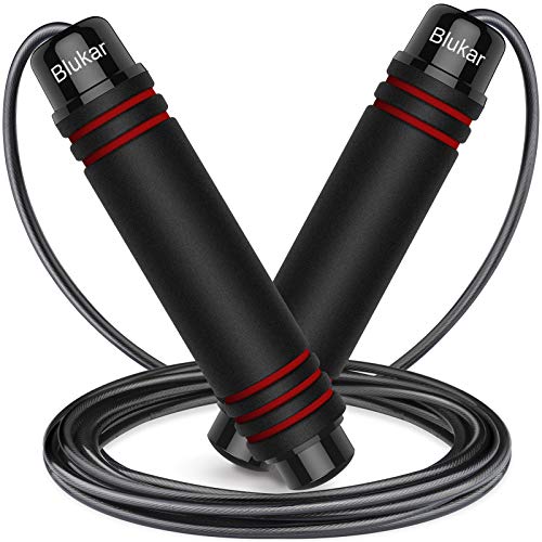 Blukar K9901 Speed Jump Rope Adjustable Steel Wire with Ball Bearings Red