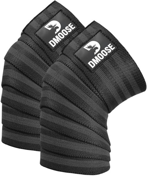 DMoose Fitness KW-003 USPA Approved 78" Knee Wraps for Weightlifting Black (Pair)