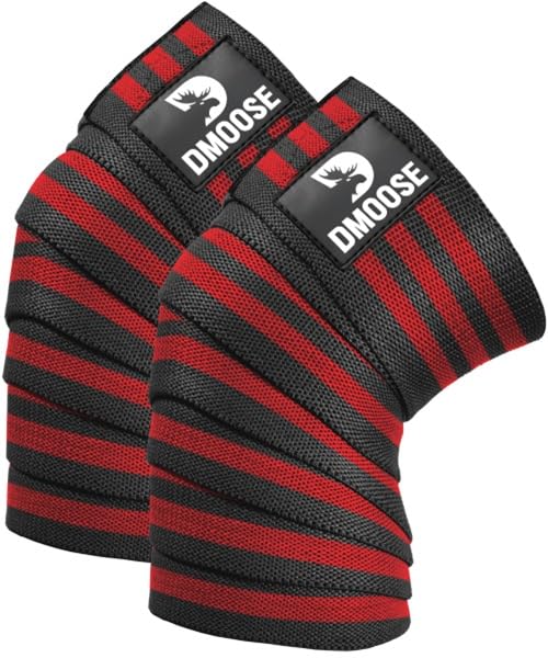 DMoose Fitness KW-003 USPA Approved 78" Knee Wraps for Weightlifting Black (Pair)
