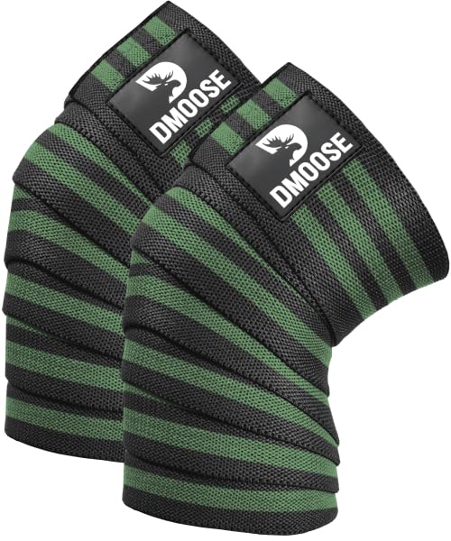 DMoose Fitness KW-003 USPA Approved 78" Knee Wraps for Weightlifting Black (Pair)