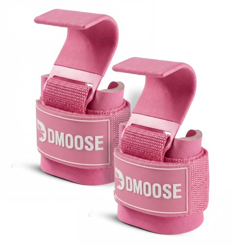 DMoose Fitness Weight Lifting Hooks with Thick Wrist Padding Black (Pair)