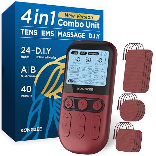 Kongzee AS9026 4-in-1 TENS Unit EMS Muscle Stimulator Rechargeable White