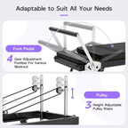 PTEROMYS Foldable Pilates Reformer Machine with 4 Springs Home Gym Black