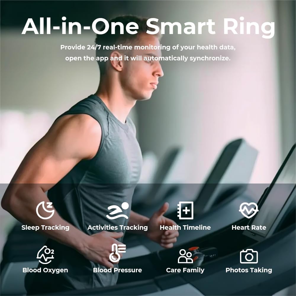 KeepClean Smart Health Ring Waterproof Fitness Tracker for Men Women Silver