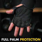 Fit Active Sports Ventilated Weight Lifting Gloves with Built-In Wrist Wraps Black Small