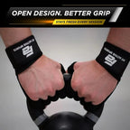 Fit Active Sports Ventilated Weight Lifting Gloves with Built-In Wrist Wraps Black Small