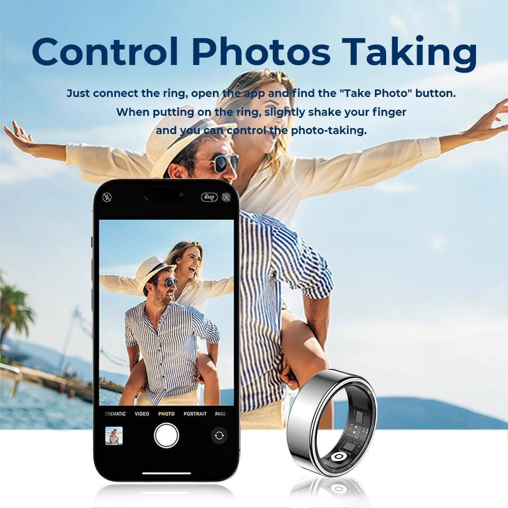 KeepClean Smart Health Ring Waterproof Fitness Tracker for Men Women Silver