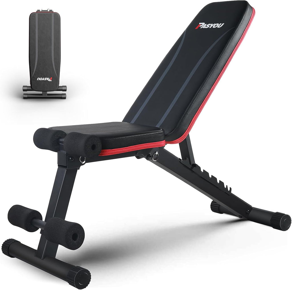 PASYOU Adjustable Weight Bench 500 Lbs Capacity Foldable Incline Decline