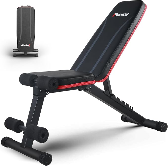 PASYOU Adjustable Weight Bench 500 Lbs Capacity Foldable Incline Decline