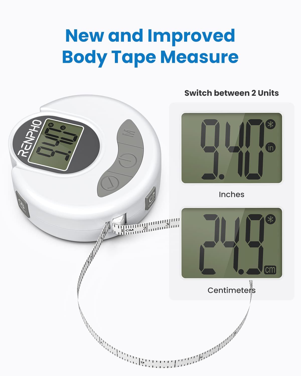 RENPHO Smart Bluetooth Digital Body Measuring Tape R-Y001 White