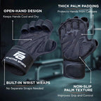 Fit Active Sports Ventilated Weight Lifting Gloves with Built-In Wrist Wraps Black Small