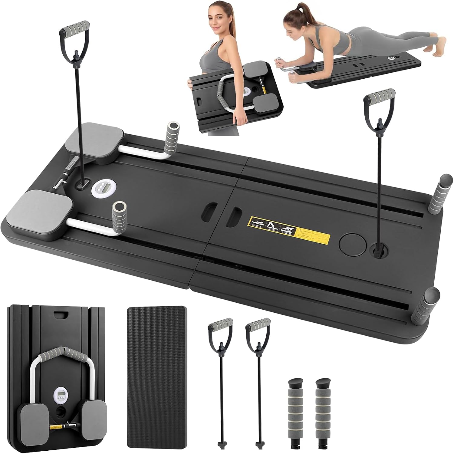 Cabipeove 5-in-1 Pilates Board Reformer Machine 400 Lb Capacity Black