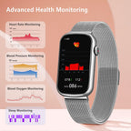 FITVII Slim Fitness Tracker with Blood Oxygen, Blood Pressure, Heart Rate & Sleep Tracking, IP68 Waterproof, Silver