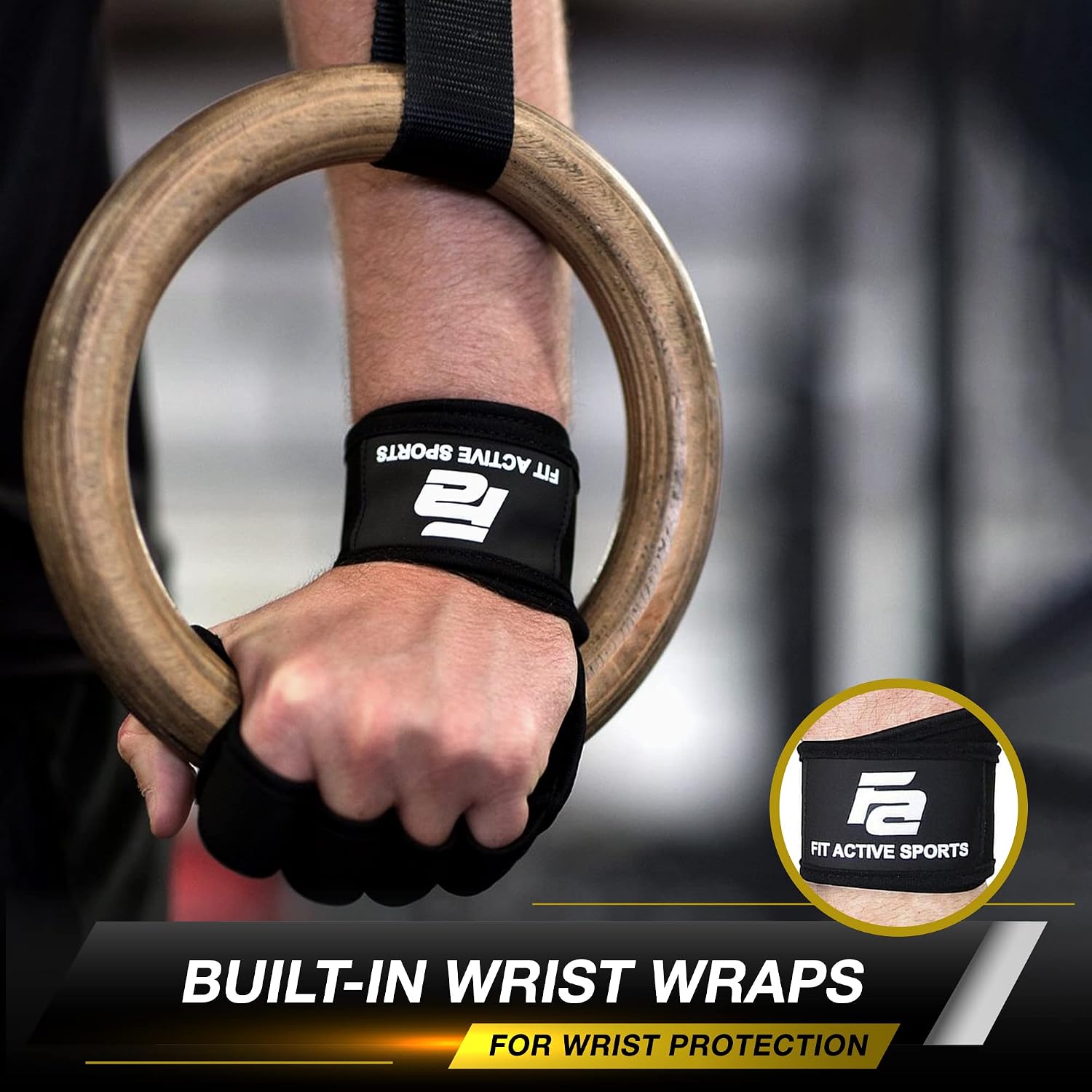 Fit Active Sports Ventilated Weight Lifting Gloves with Built-In Wrist Wraps Black Small
