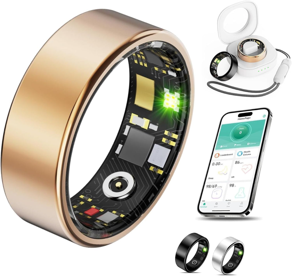 KeepClean Smart Health Ring Waterproof Fitness Tracker for Men Women Silver