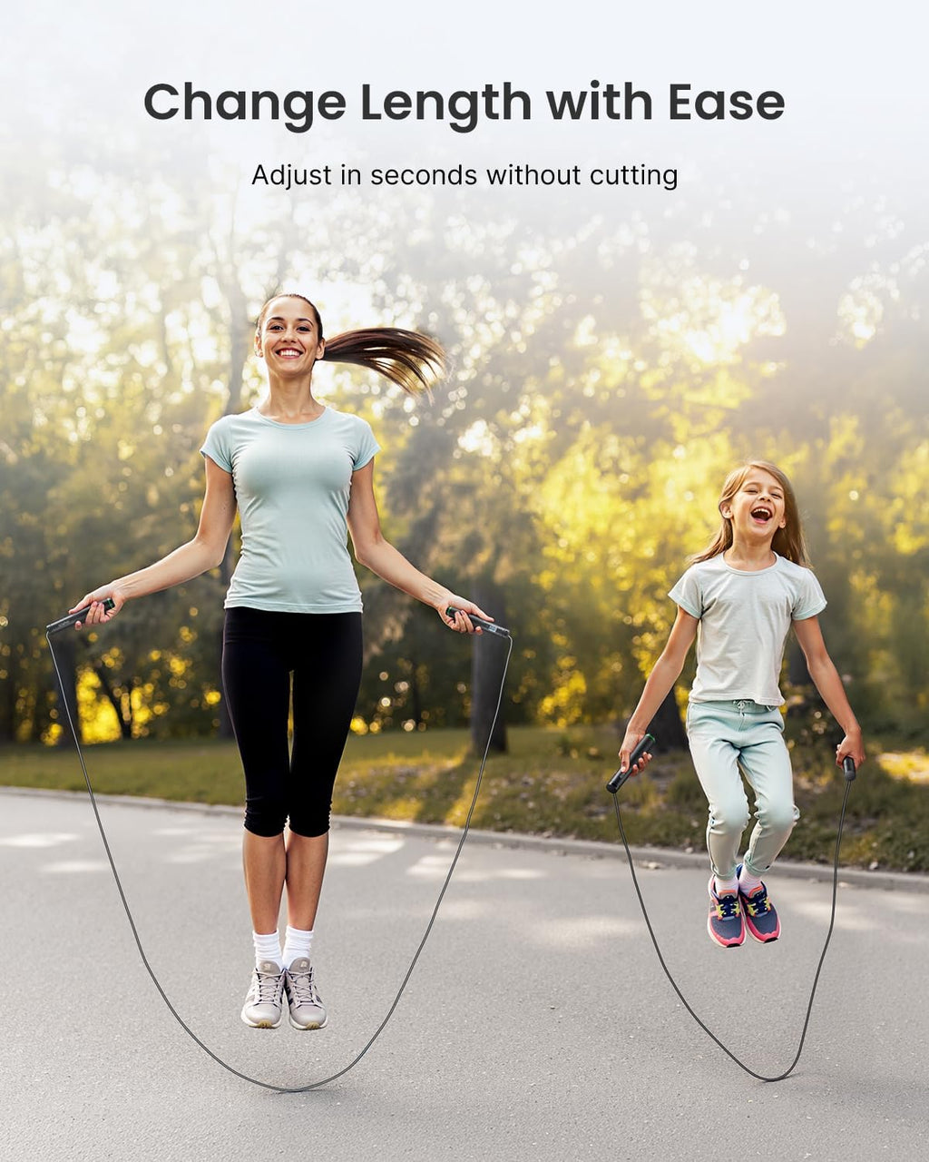 RENPHO Smart Skipping Rope with Counter Adjustable Jump Rope Black