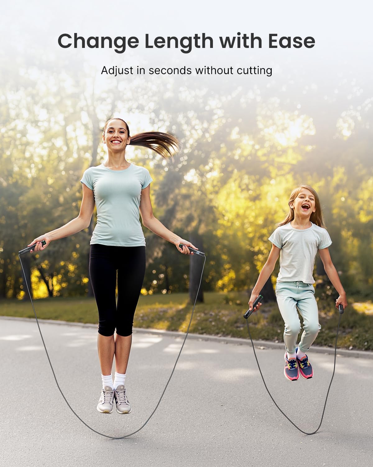 RENPHO Smart Skipping Rope with Counter Adjustable Jump Rope Black