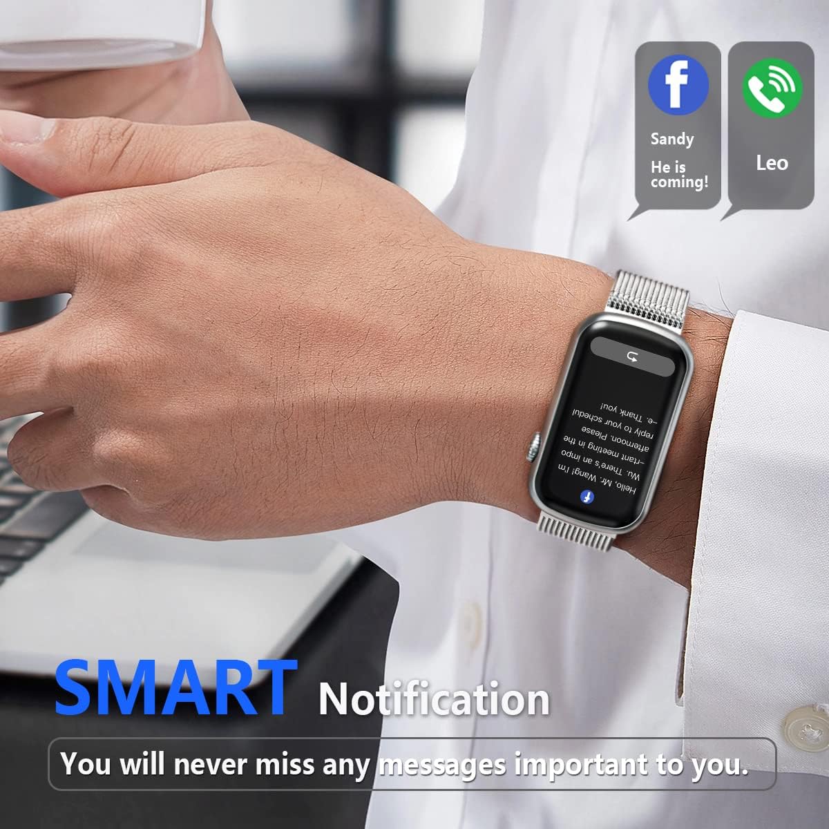 FITVII Slim Fitness Tracker with Blood Oxygen, Blood Pressure, Heart Rate & Sleep Tracking, IP68 Waterproof, Silver