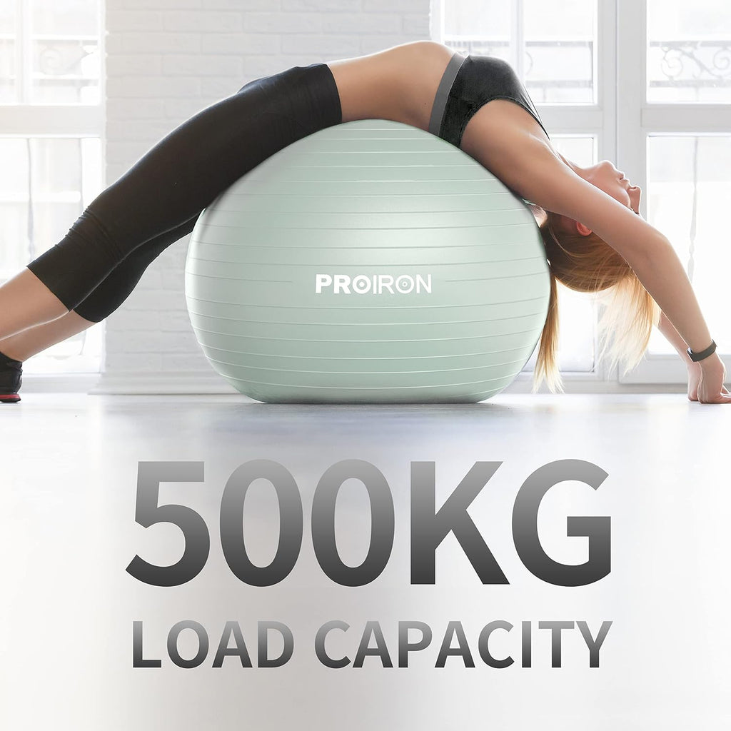 PROIRON Anti-Burst Exercise Ball 65cm Green Supports 500kg