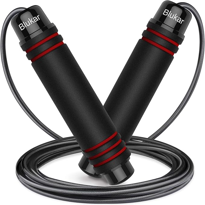 Blukar K9901 Speed Jump Rope Adjustable Steel Wire with Ball Bearings Red