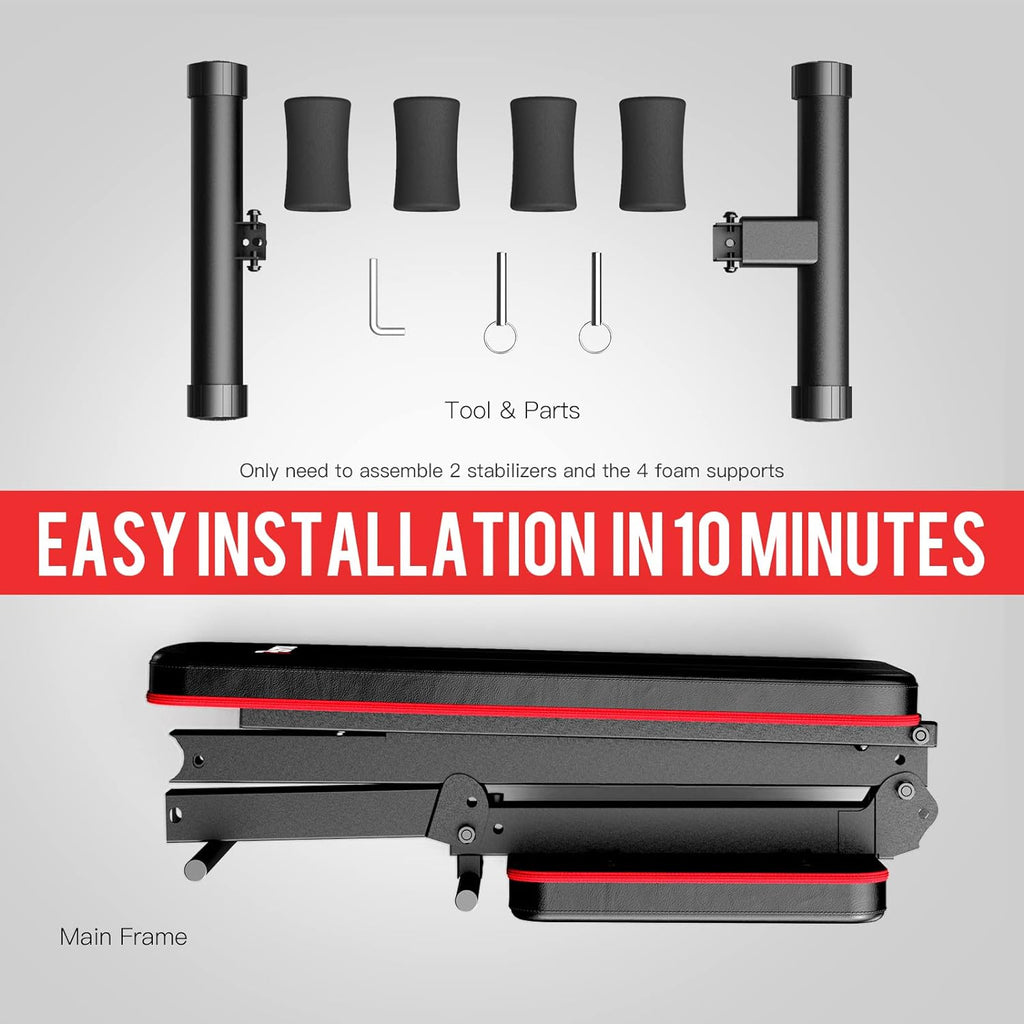 PASYOU Adjustable Weight Bench 500 Lbs Capacity Foldable Incline Decline