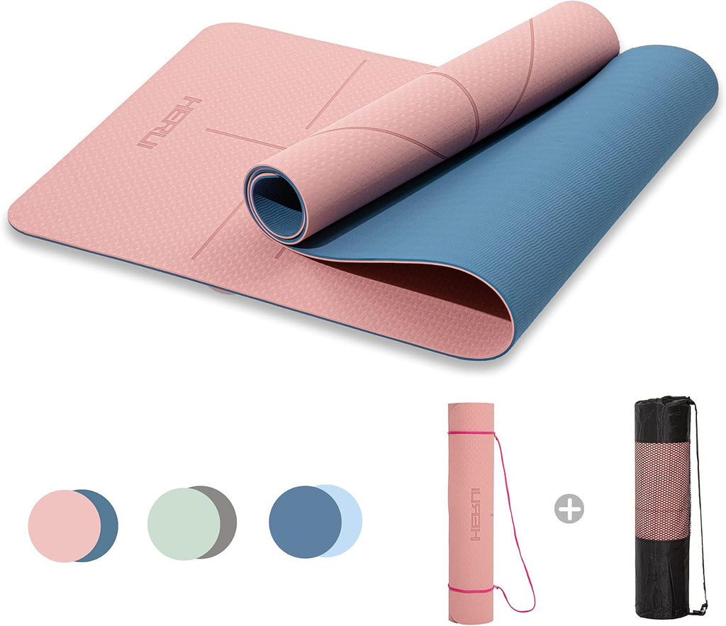 Herui Technology Alignment Lines Yoga Mat 72x24x0.24 Inch Pink