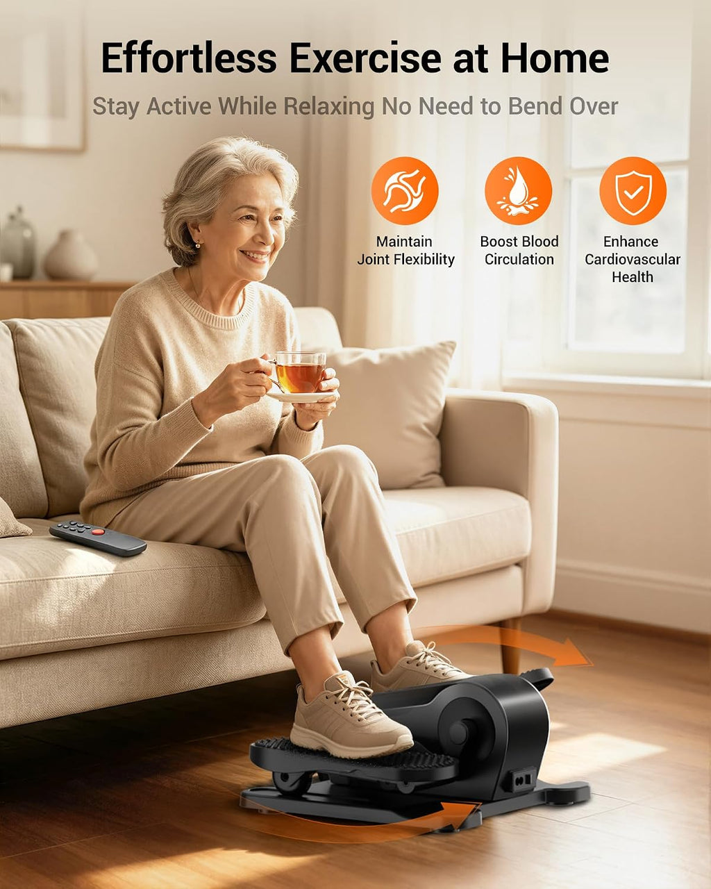 CURSOR FITNESS Under Desk Elliptical Machine Electric Seated Pedal Exerciser 12 Speeds
