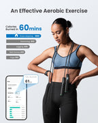 RENPHO Smart Skipping Rope with Counter Adjustable Jump Rope Black