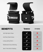 DMoose Fitness Weight Lifting Hooks with Thick Wrist Padding Black (Pair)
