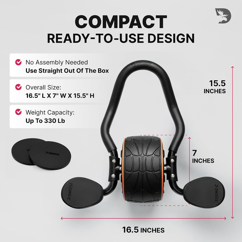 DMoose Fitness Ab Roller Wheel with Knee Pads Stainless Steel Frame