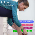 FITVII Slim Fitness Tracker with Blood Oxygen, Blood Pressure, Heart Rate & Sleep Tracking, IP68 Waterproof, Silver
