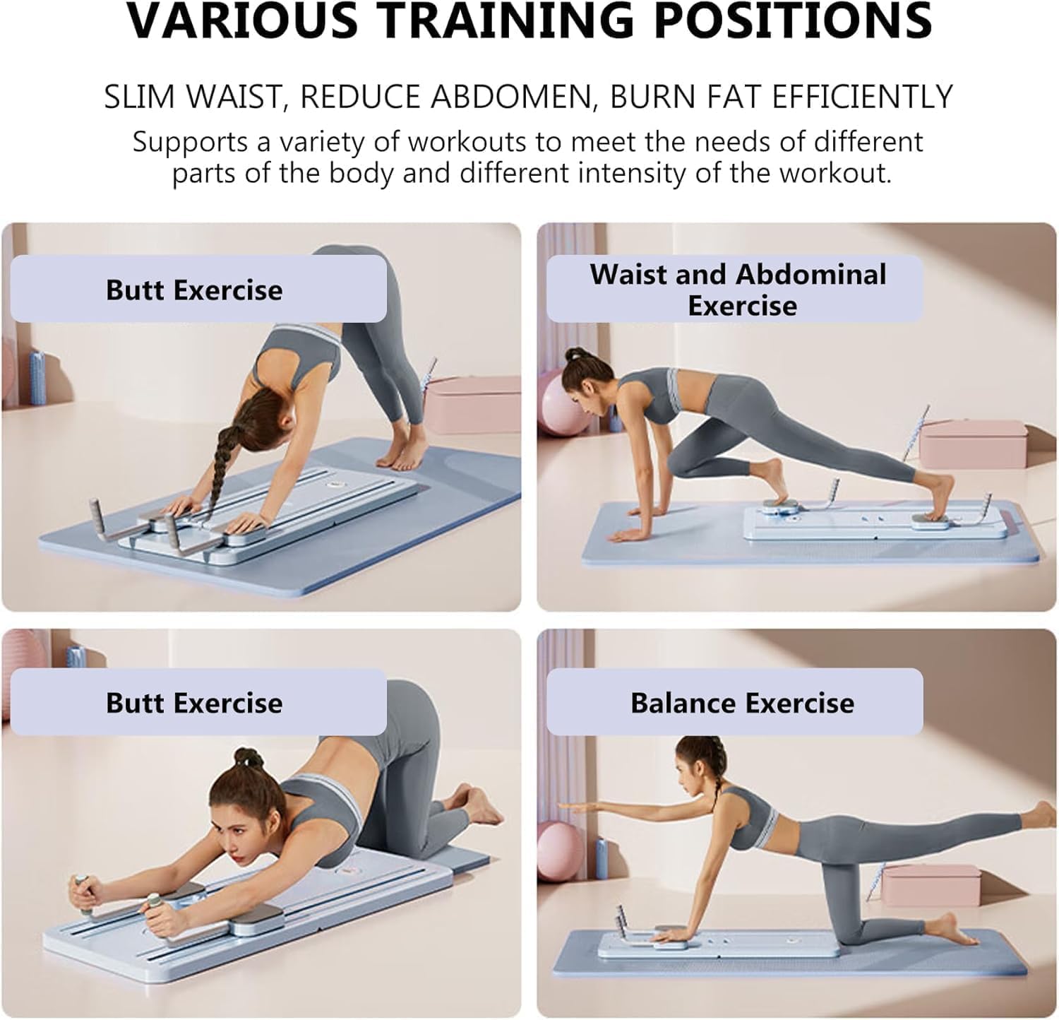 MINYII 4-in-1 Pilates Board Core Exercise Equipment with Timing Device