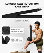 DMoose Fitness KW-003 USPA Approved 78" Knee Wraps for Weightlifting Black (Pair)