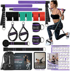 Goocrun Portable Pilates Bar Kit with Resistance Bands 3 Sets Home Gym Workout