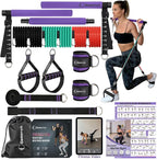 Goocrun Portable Pilates Bar Kit with Resistance Bands 3 Sets Home Gym Workout