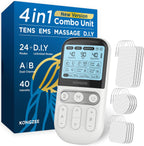 Kongzee AS9026 4-in-1 TENS Unit EMS Muscle Stimulator Rechargeable White